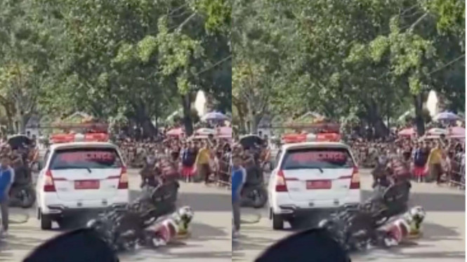 Pembalap motor tabrak ambulans
