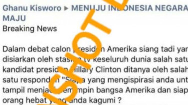 Jepretan layar akun Twitter mengunggah sebuah hasil tangkapan layar yang menyatakan bahwa dalam debat calon presiden Amerika Serikat di tahun 2016, Hillary Clinton mengaku terinspirasi oleh Sri Mulyani dan Jokowi.