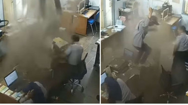 Pria jatoh dari plafon ke meja PNS