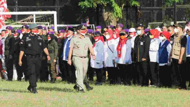 Wakil Gubernur DKI Jakarta Ahmad Riza Patria saat acara Apel Akbar Kebangsaan.