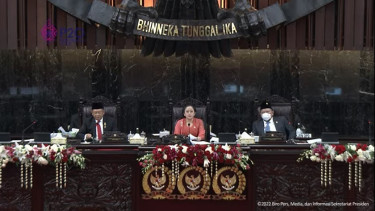 Ketua DPR RI Puan Maharani saat rapat tahunan MPR 2022