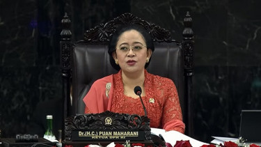 Ketua DPR RI Puan Maharani saat penyampaian nota keuangan APBN 2023