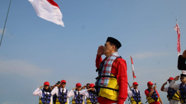 Upacara HUT RI di Tanjung Lesung, Banten. 