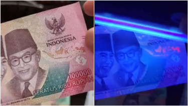 wujud Uang TE 2022 di bawah sinar lampu UV