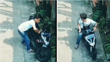 Pelaku curanmor terekam kamera CCTV