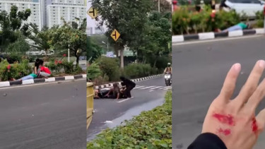 Polisi tidur menyerupai zebra cross di Sunter, sebabkan pengendara motor jatuh
