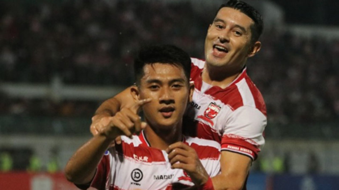Selebrasi pemain Madura United