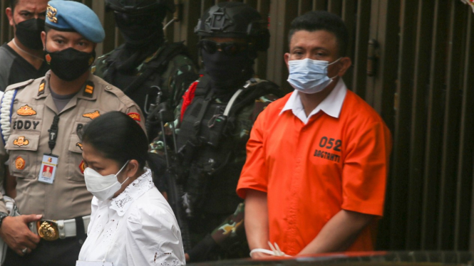 Putri Chandrawathi dan Ferdy Sambo di Rekonstruksi Pembunuhan Brigadir J