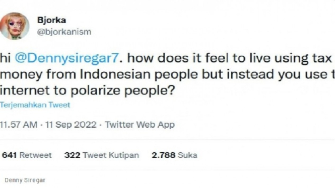 Hacker Bjorka sindir pegiat media sosial Denny Siregar
