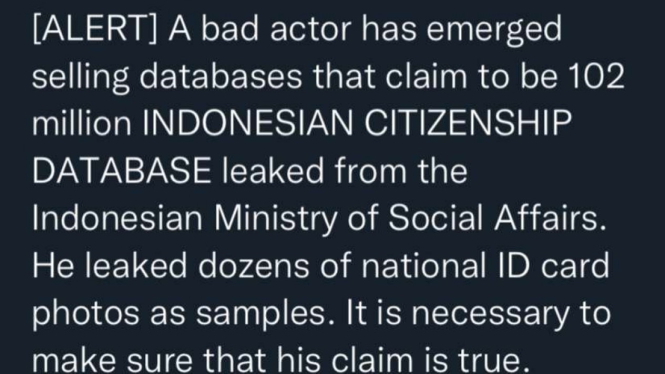 Data Kemensos Diduga Bocor