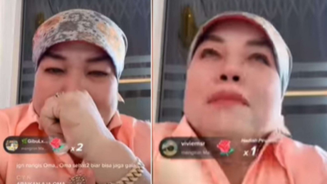 Oma Gala Sky menangis saat siaran langsung