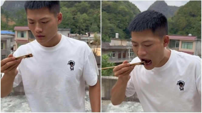 Wang Can makan tawon hidup-hidup