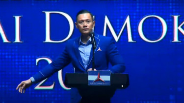 Ketum Demokrat AHY dalam Rapimnas di JCC, Senayan.
