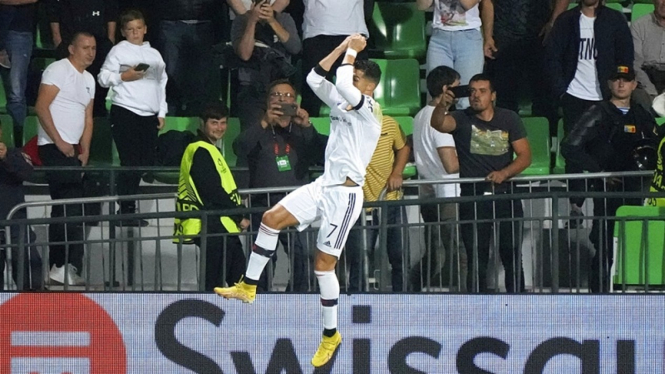 Cristiano Ronaldo saat Manchester United melawan Sheriff Tiraspol
