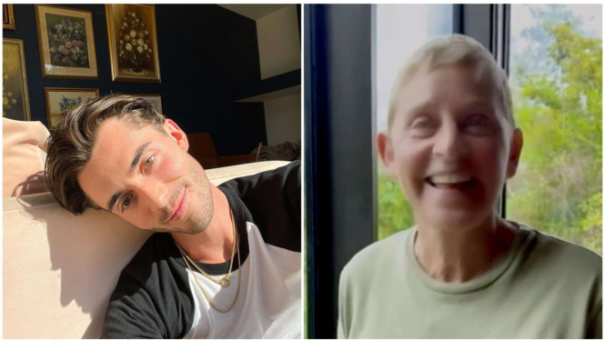 kolase foto Greyson Chance dan Ellen DeGeneres