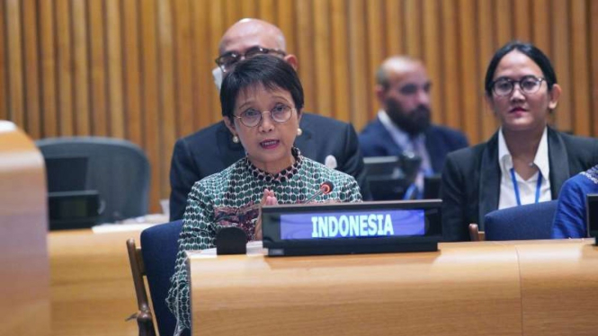 Menlu Retno Marsudi di Pertemuan Tingkat Tinggi Mandat Resolusi PBB di New York