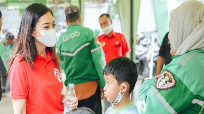 Ilustrasi driver grab Indonesia bersatu.