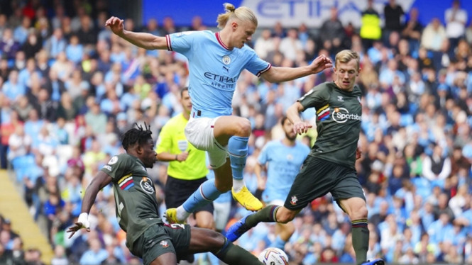 Erling Haaland saat laga Manchester City vs Southampton