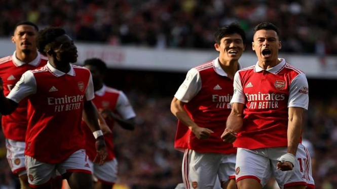 Selebrasi pemain Arsenal