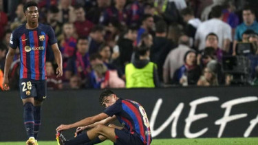 Pemain Barcelona kecewa usai ditahan Inter Milan
