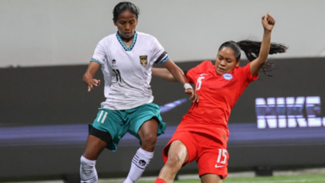 Aksi pemain Timnas Indonesia Wanita