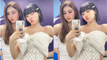 Kim Chaewon dan Huh Yunjin LE SSERAFIM