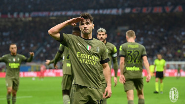 Selebrasi Brahim Diaz usai bobol gawang Monza