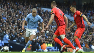 Erling Haaland saat ManCity vs Brighton