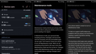 Mode Pemeliharaan pada perangkat Samsung Galaxy.