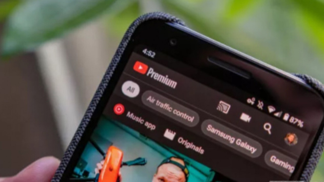 Tampilan YouTube Premium.