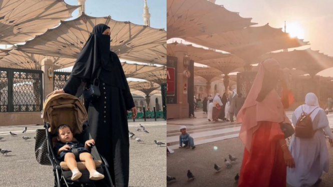 Paula Verhoeven kenakan cadar di Masjid Nabawi