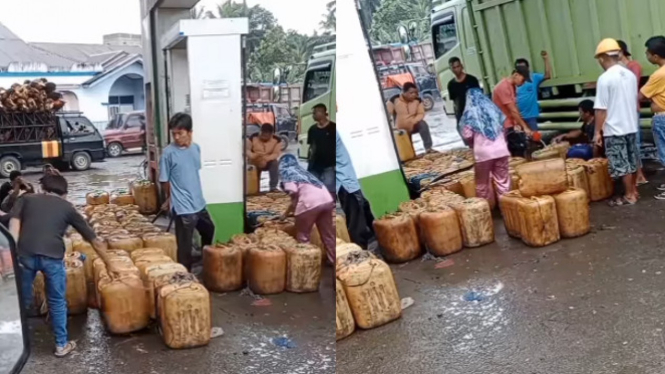 Viral Pemandangan SPBU Dipenuhi Antrean Jeriken