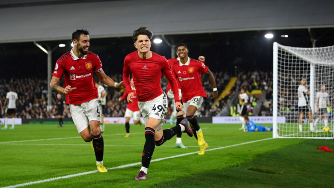Pemain Manchester United merayakan gol