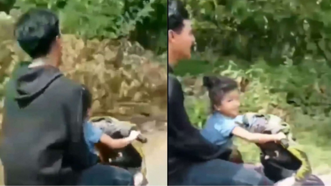 Viral bocah perempuan kendarai motor ngebut