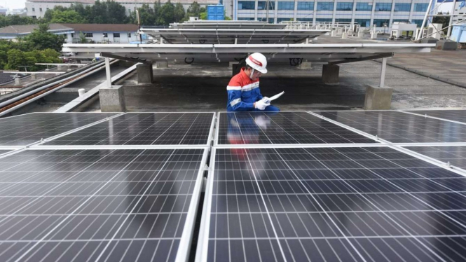 Ilustrasi Pembangkit Listrik Tenaga Surya Pertamina International Shipping.