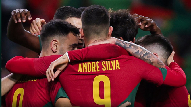 Selebrasi pemain Timnas Portugal