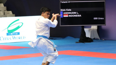 Aksi karateka Indonesia di Kejuaraan Karate Internasional WKF Series A 2022