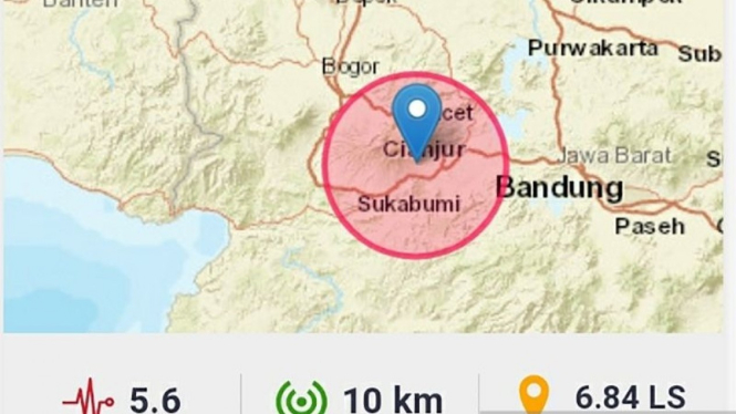 Gempa M 5,6 guncang Cianjur, Jawa Barat. 