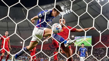 Pemain Timnas Jepang, Ao Tanaka jebol gawang Spanyol