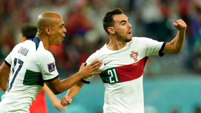 Pemain Timnas Portugal, Ricardo Horta rayakan gol