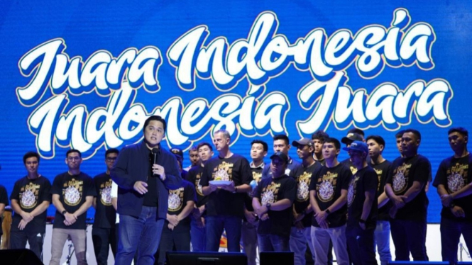 Erick Thohir, di acara selebrasi juara sekaligus reuni tim Satria Muda.