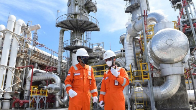 Acara peluncuran LPG Booster System di Kilang LNG Badak di Bontang, (6/12/2022).