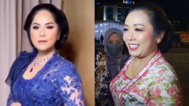 Penampilan busana Annisa Pohan dan Soimah di resepsi pernikahan Kaesang-Erina