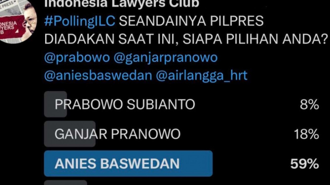 Hasil Polling ILC terkait Pilpres.