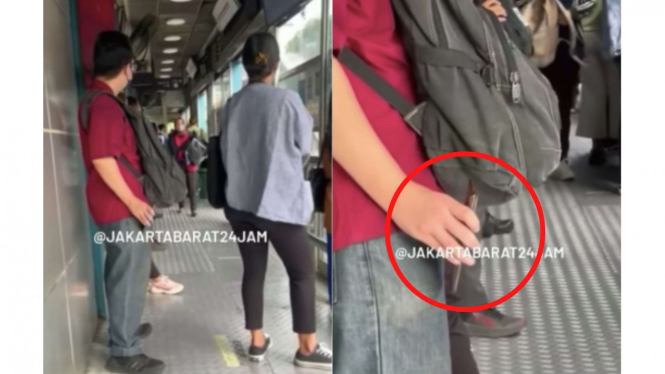 Viral pria rekam bokong wanita secara sembunyi-sembunyi di halte TJ