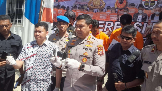 Kapolresta Bogor Kota, Kombes Pol Bismo Teguh Prakoso saat konferensi pers.