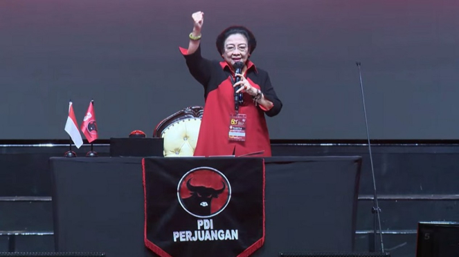 Ketua Umum PDIP Megawati Soekarnoputri di HUT PDIP ke-50