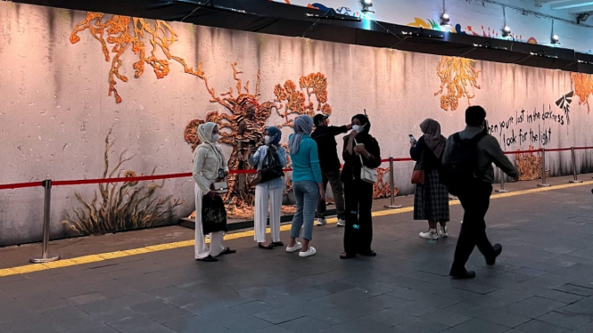 Mural 3D di Terowongan Kendal, Jakarta. 
