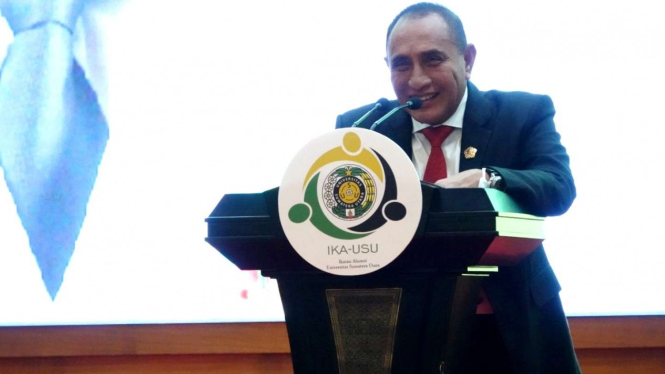 Gubernur Sumut Edy Rahmayadi saat menghadiri acara IKA USU di Jakarta