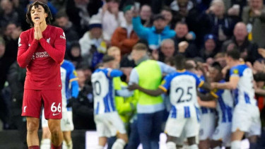 Liverpool tumbang di tangan Brighton